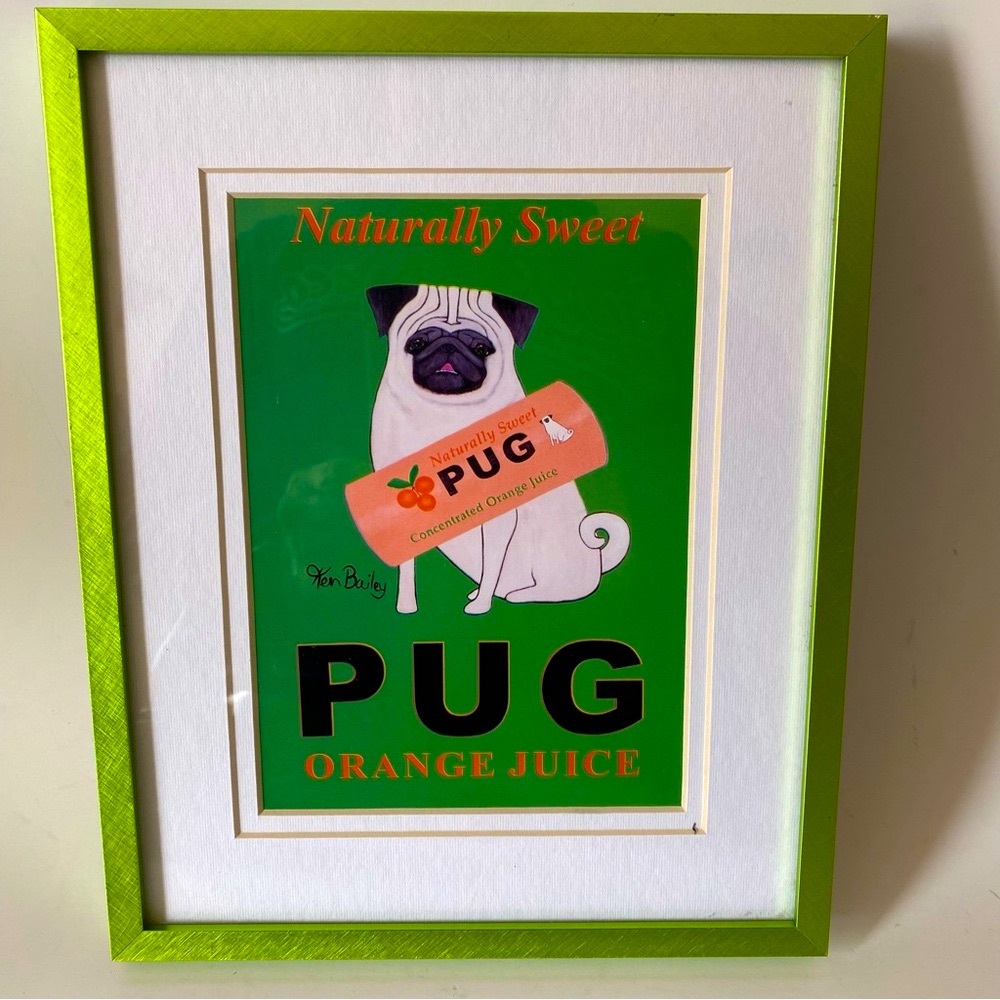 Ken Bailey Retro Vintage Advertising Pug Orange Juice Wall Art